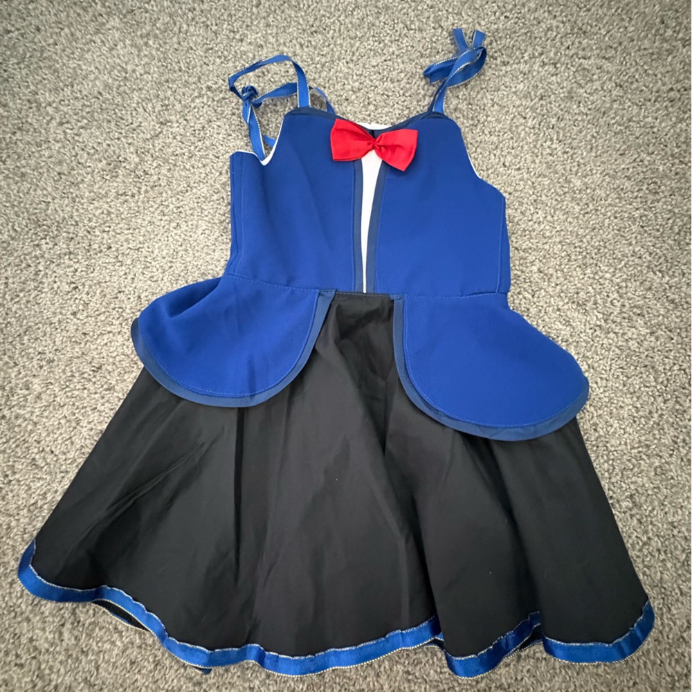 Mary Poppins Dress Disney size 2 for Blue and Black Dance Costume with Red Bow